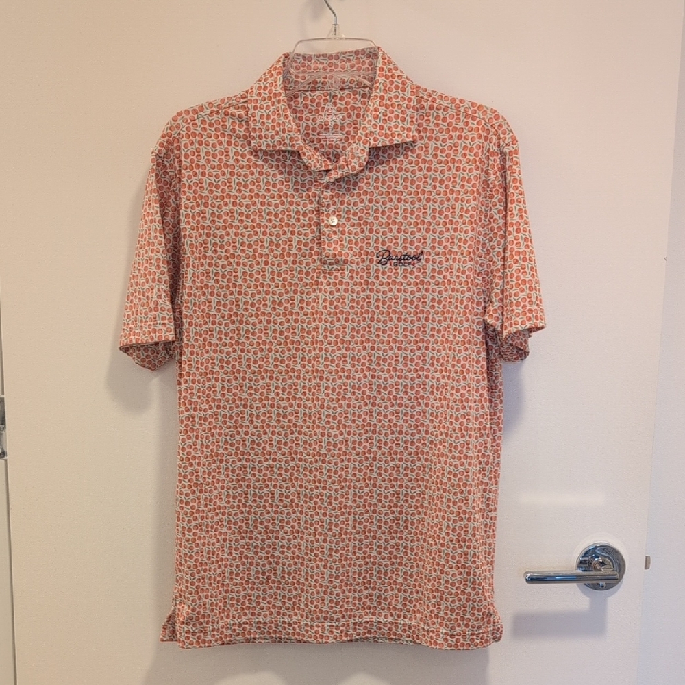 Rhoback Peach Micro-Print Polo